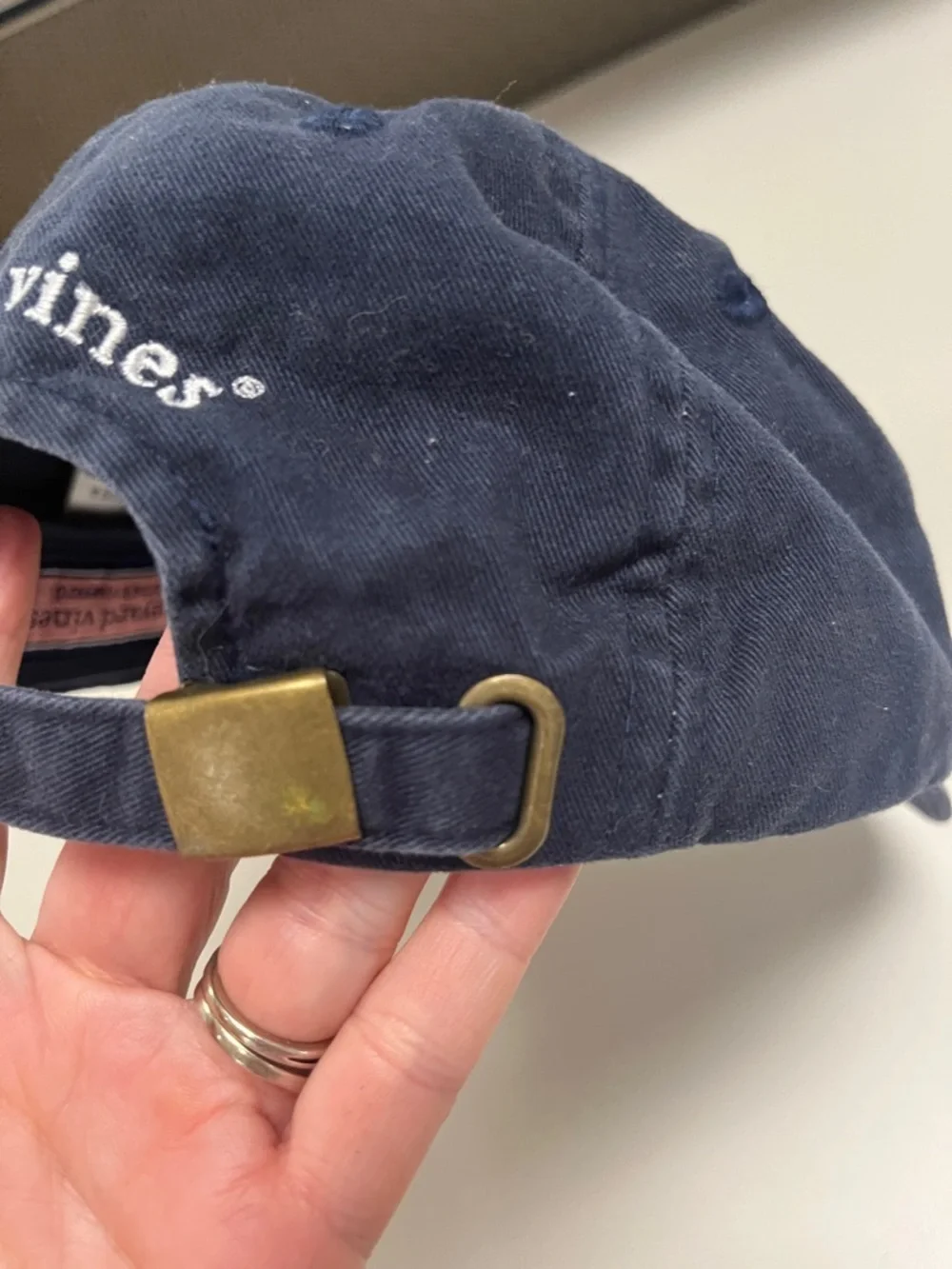 Vineyard Vines Navy Kids Cap with Pink Whale Logo
